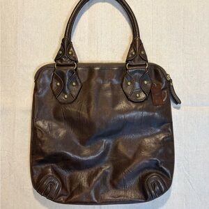 KALE 2000s Chic Dark Brown Leather Tote Bag purse